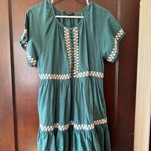 Madewell green embroidered dress